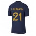 Cheap France Lucas Hernandez #21 Home Football Shirt World Cup 2022 Short Sleeve
